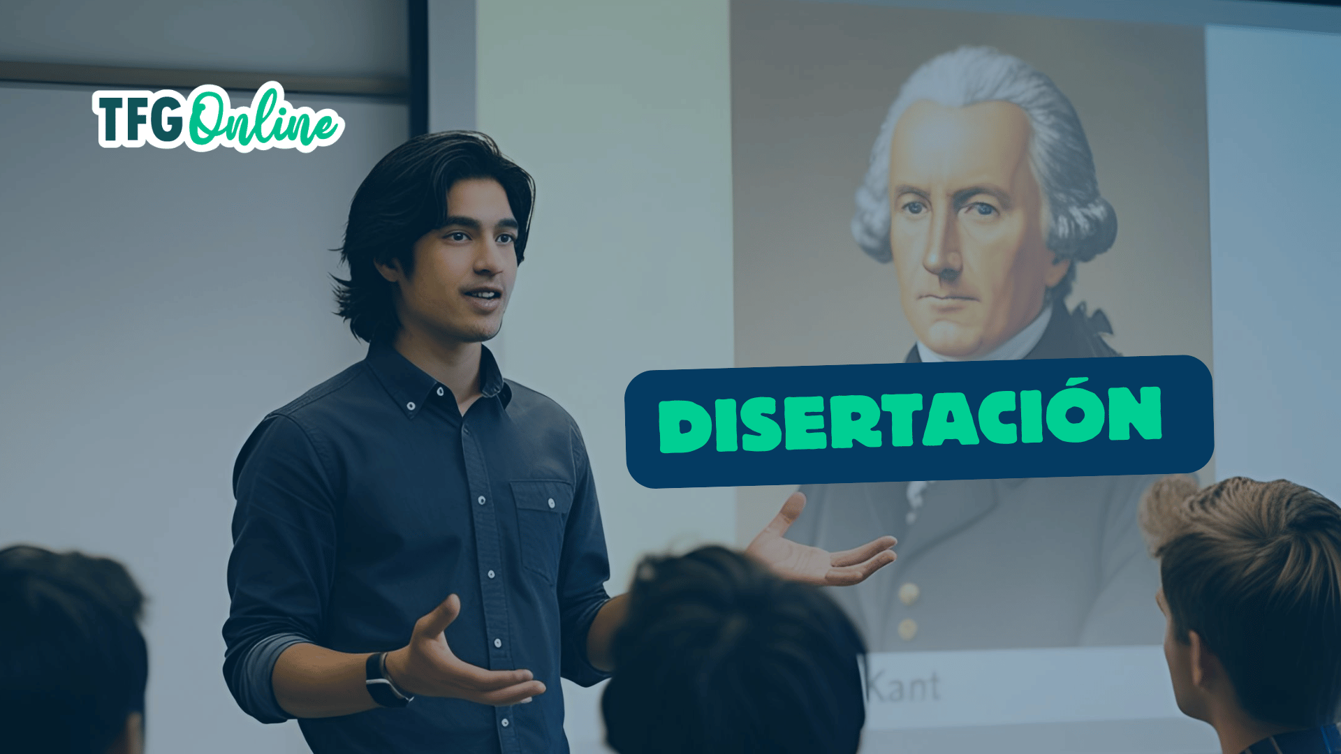 Alumno en disertación filosófica en universidad