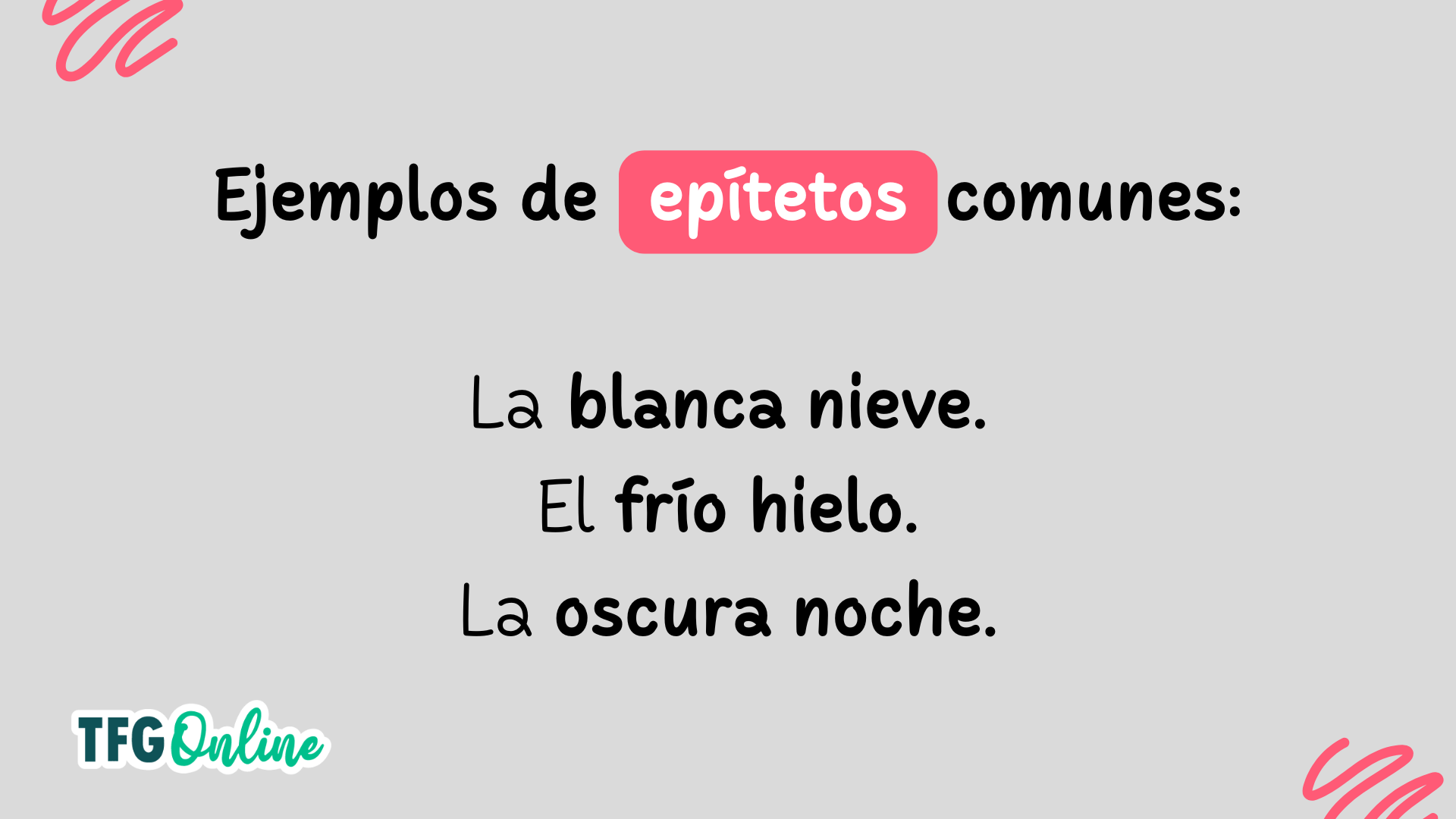 ejemplos de epítetos comunes